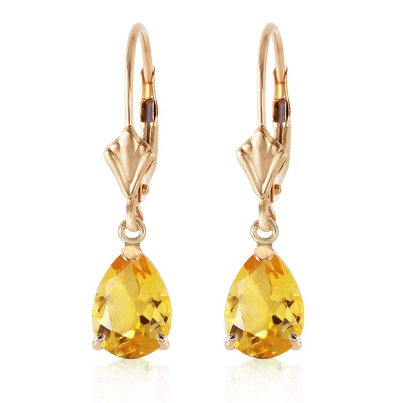14K. SOLID GOLD LEVERBACK EARRING WITH CITRINES (Yellow Gold) - Picture 2 of 5